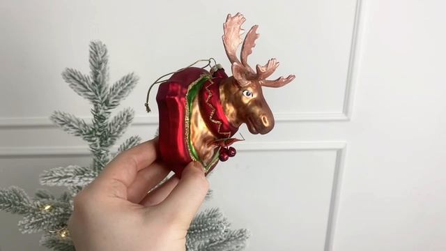 Елочное украшение из стекла с декором РОЖДЕСТВЕНСКИЙ ЛОСЬ, 12 см, асс.2, ABT584510