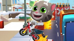 Детские мультфильмы Бегалки - Морозный Том на велосипеде "Первопроходец" Talking Tom Gold Run