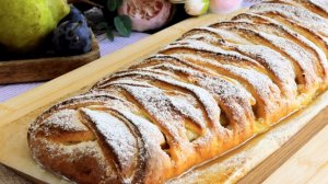 Быстрая плетёнка с грушами на творожном тесте