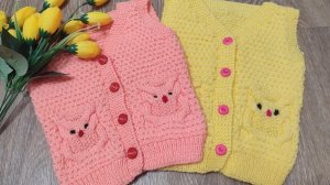 Жилет для девочки с совятами...Вяжем вместе.