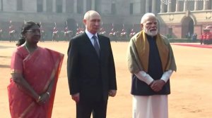 Торжественная церемония встречи Владимира Путина в президентском дворце в Нью-Дели