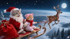 Мультики для детей, котик вместе с дедом морозом разносит подарки, мультфильм/мультики