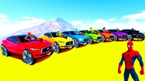 Человек-паук и супергерои для детей. Весёлые прыжки в бассейне на машинках. Мультфильмы для малышей.