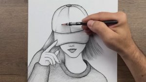 Как нарисовать красивую девушку в шляпе - Как рисовать простые рисунки карандашом поэтапно