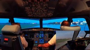 Запуск,руление и взлёт из кабины А320.