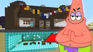 ПАТРИК ИЗ ГУБКА БОБ ПОСТРОИЛ ТАЙНЫЙ ДОМ ПОД КРАСТИ КРАБС В МАЙНКРАФТ   НУБИК В MINECRAFT ТРОЛЛИНГ