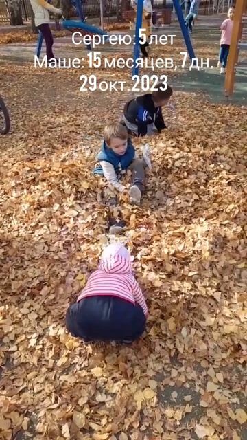 15 мес.,7 дн.Маше. Купаются в листьях (29 окт.2023).mp4