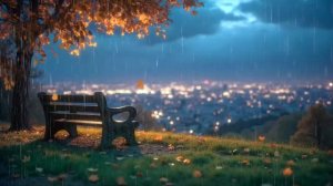 Уютный дождливый вечер в городе. Успокаивающие звуки дождя и города.