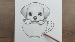 Как легко нарисовать Милую Собаку  карандашом — простые идеи рисования для начинающих