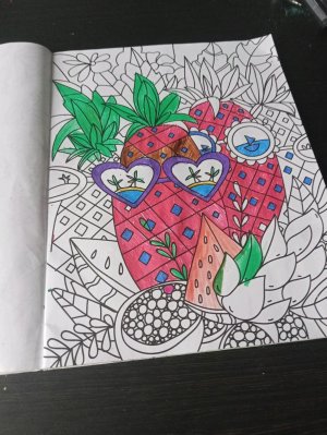 разукрашиваю раскраску с ананасами часть 4