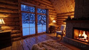 Зимний камин в лесной хижине ❄️ Звуки огня для сна, фокуса и отдыха (24/7)