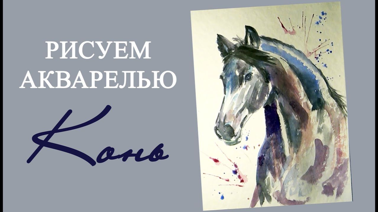 Как нарисовать лошадь (коня) акварелью. Демонстрация процесса рисования