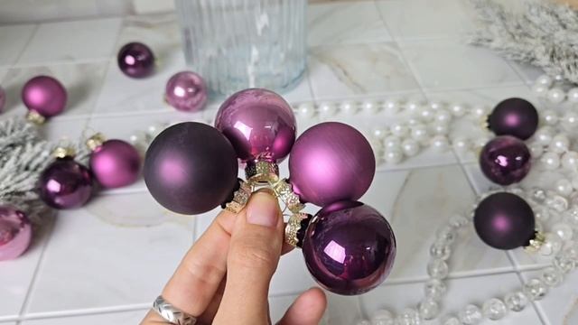 Набор ёлочных шаров ВАЙОЛЕТ ДРИМ, стекло, глянцевые и матовые, фиолетовые, 35 мм, 16 шт., ABR700610