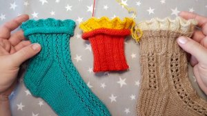 Рюша с барашком для вязания носочков / простые узоры схема.