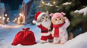 Путешествие очаровательного рыжего котенка в рождественский городок с Санта-Клаусом. Часть 2