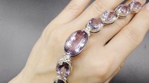 Браслет с аметистом На запястье 16-19 см Серебро 925 пробы БРА146