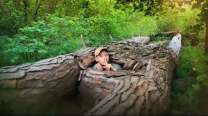 Строю самое секретное убежище в лесу между двумя деревьями. Ночевка в лесу. Бушкрафт