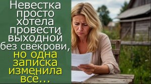 Невестка просто хотела провести выходной без свекрови, но одна записка изменила всё…