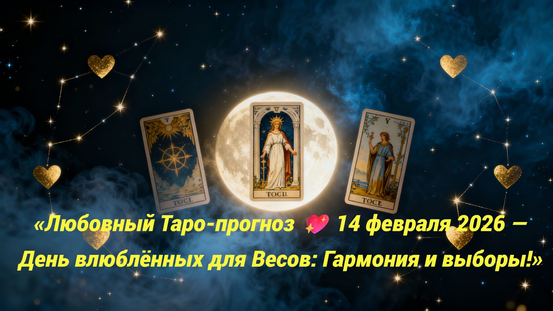 «Любовный Таро-прогноз 💖 14 февраля 2026 — День влюблённых для Весов: Гармония и выборы!»