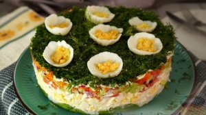 Простое, но яркое украшение. СЛОНЫЙ САЛАТ "ЦВЕТОЧНАЯ ПОЛЯНА"