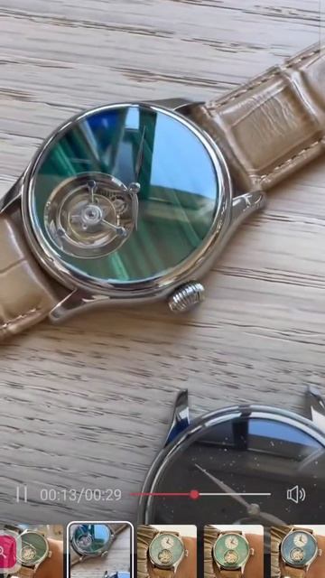 Красивые часы с настоящим турбийоном и неповторимым циферблатом из натурального камня.mp4 смотреть онлайн