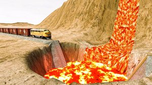 Поезд vs ЛАВА -BeamNG.drive игра про машины