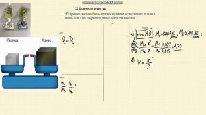 Сравнить массы и объемы двух тел, сделанных соответственно из олова и свинца, если равное к-во вещ.