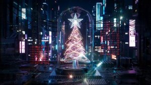Неоновый город и цифровая киберпанк‑ёлка  | Фоновое новогоднее видео для стримов и вечеринок