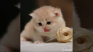 Котёнок играет с клубком ,генерация  с помощью нейросети