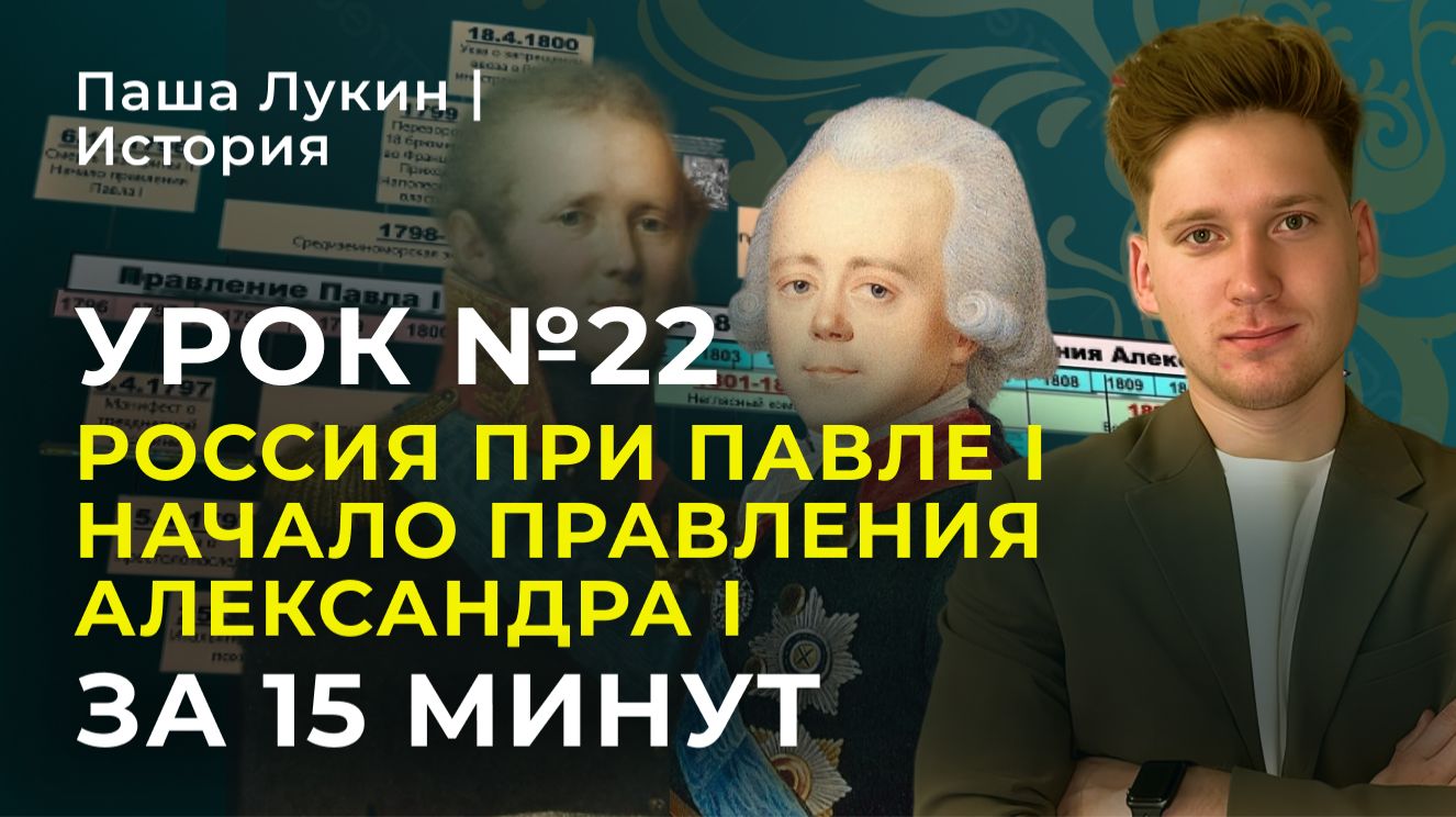 Урок №22. Россия при Павле I. Начало правления Александра Первого за 15 минут | Паша Лукин | История