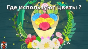 Игра "BabyBus. Где используют цветы". Детская познавательная игра. (бейбибас, панда Кики)