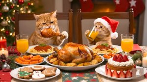 😹Мама кошечка сготовила вкусную жареную курочку своему маленькому сыночку🔥