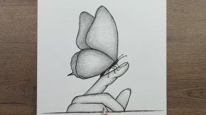 Как рисовать Простой рисунок бабочки и руки - рисунки карандашом поэтапно.
