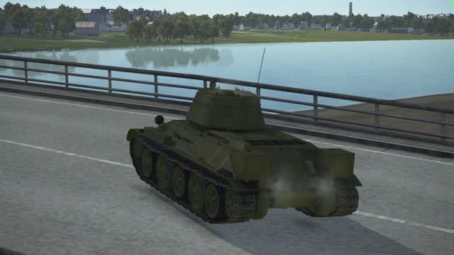 Танк Т-34 стоит на охране моста (Ил-2 Штурмовик)