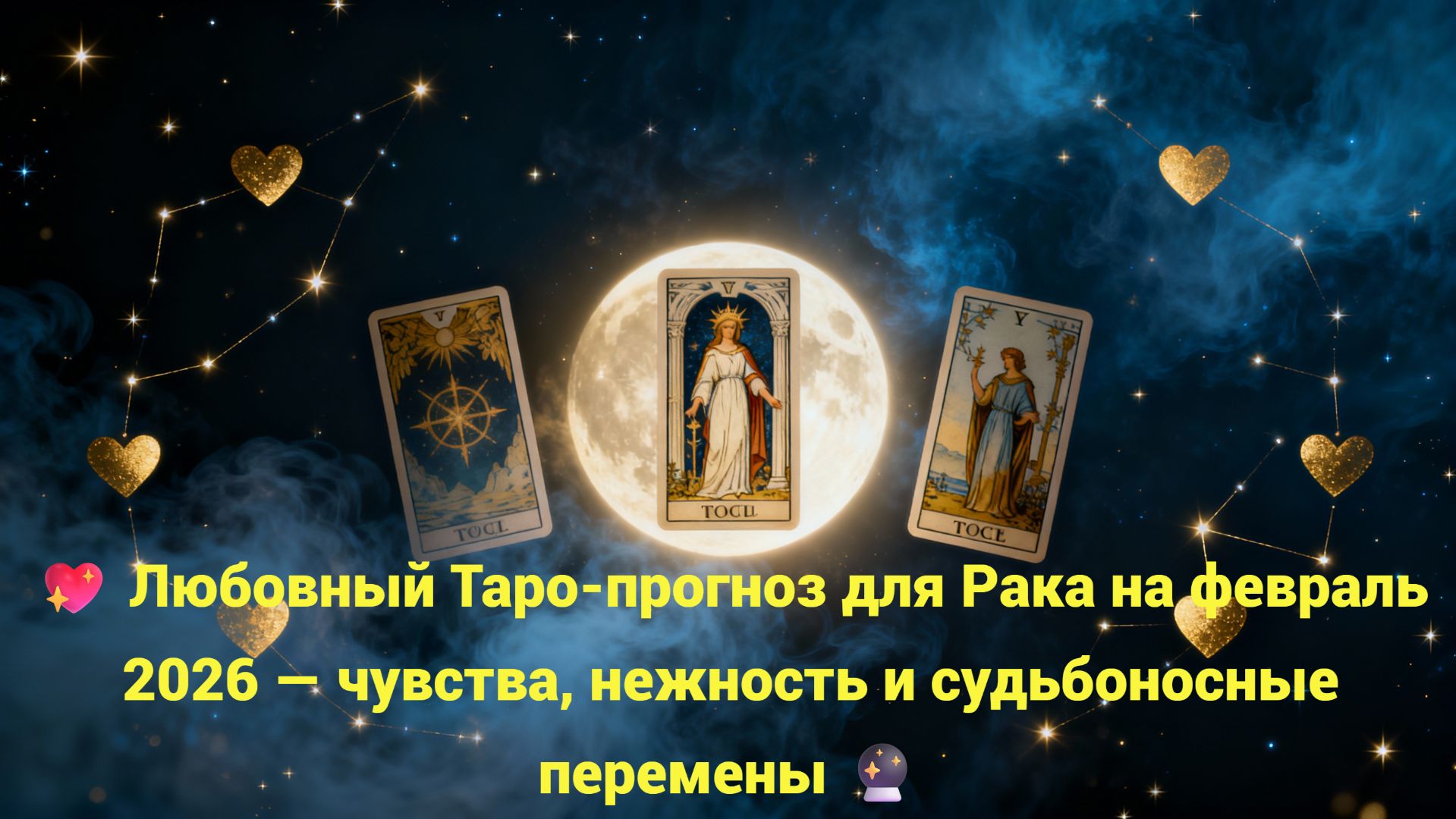 💖 Любовный Таро-прогноз для Рака на февраль 2026 — чувства, нежность и судьбоносные перемены 🔮 смотреть онлайн