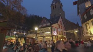 🇩🇪 Средневековая рождественская ярмарка в Моншау🎄  Сказочная ночная прогулка по Германии 4K