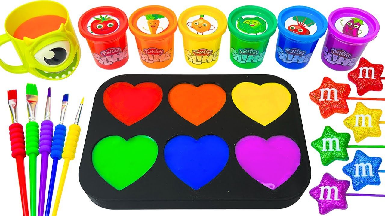 ИГРАЕМ В СЛАЙМЫ ЗАЛИВАЕМ РАЗНОЦВЕТНЫЕ СЕРДЕЧКИ ВИДЕО ДЛЯ ДЕТЕЙ ДЕТСКИЙ КАНАЛ ИГРАЛКИ-ЗАЛИПАЛКИ