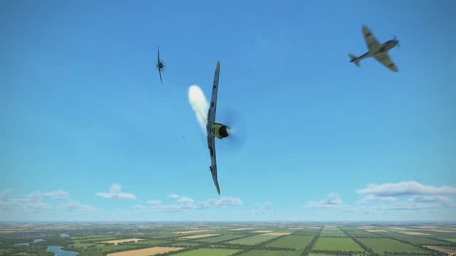 Пара Ла-5 атакуют Мессершмидт рядом с аэродромом (Ил-2 Штурмовик)