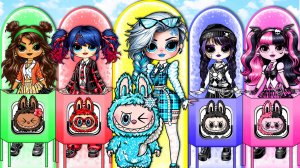 Лабубу для Ледибаг, Эльзы, Моаны, Венсдэй и Дракулауры - Бумажные Куклы и Сюрпризы