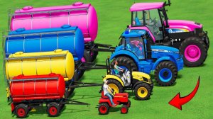ИГРАЕМ В РАЗНОЦВЕТНЫЕ ТРАКТОРА И ГРУЗОВИКИ ДЛЯ ДЕТЕЙ - МУЛЬТИКИ ПРО МАШИНКИ НА ФЕРМЕ ДЛЯ ДЕТЕЙ! 🚜