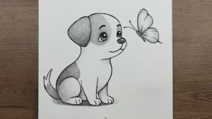 Как нарисовать очаровательного милую Собаку карандашом  — Для начинающих — Пошаговое руководство