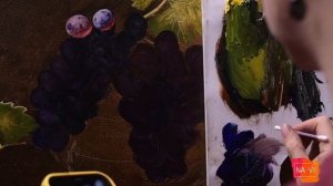 Как написать виноград в технике "Жидкое масло"