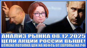 Анализ рынка 08.12 / Цели акций России выше! Отмена потолка цен на нефть Европы на Рф! Какие идеи?!