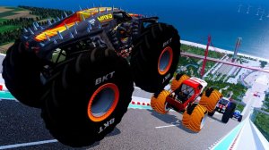 МУЛЬТИКИ ПРО МАШИНКИ Эпические прыжки и столкновения на скоростном монстр-траке Beamng Drive #23