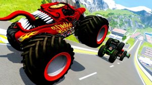 МУЛЬТИКИ ПРО МАШИНКИ Эпические прыжки и столкновения на скоростном монстр-траке Beamng Drive #25