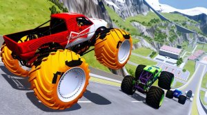 МУЛЬТИКИ ПРО МАШИНКИ Эпические прыжки и столкновения на скоростном монстр-траке Beamng Drive #17