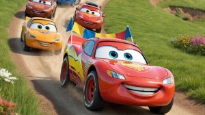 🔴Изучаем цвета, разноцветные машинки летают, мультфильм для детей, весёлый мультик