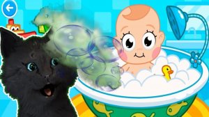 УХОД ЗА РЕБЕНКОМ ✔ КОГДА ЧЕЛОВЕЧЕСКИЙ ДЕТЕНЫШ ПУКАЕТ В ВАННОЙ ✔ ПРИ ГОВОРЯЩЕМ СУПЕР КОТЕ ✔ #92