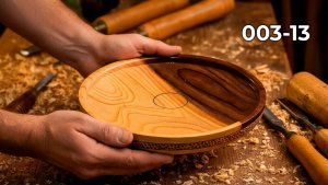 Поднос деревянный Токарка по дереву для начинающих Круглый деревянный поднос Уроки токарки по дереву