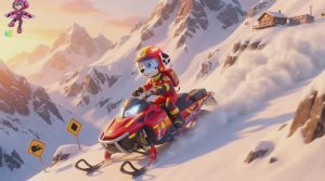 Щенячий патруль, Скай, Маршал, Эверест, Гончик, Крепыш и Зума катаются на снегоходах, Для детей